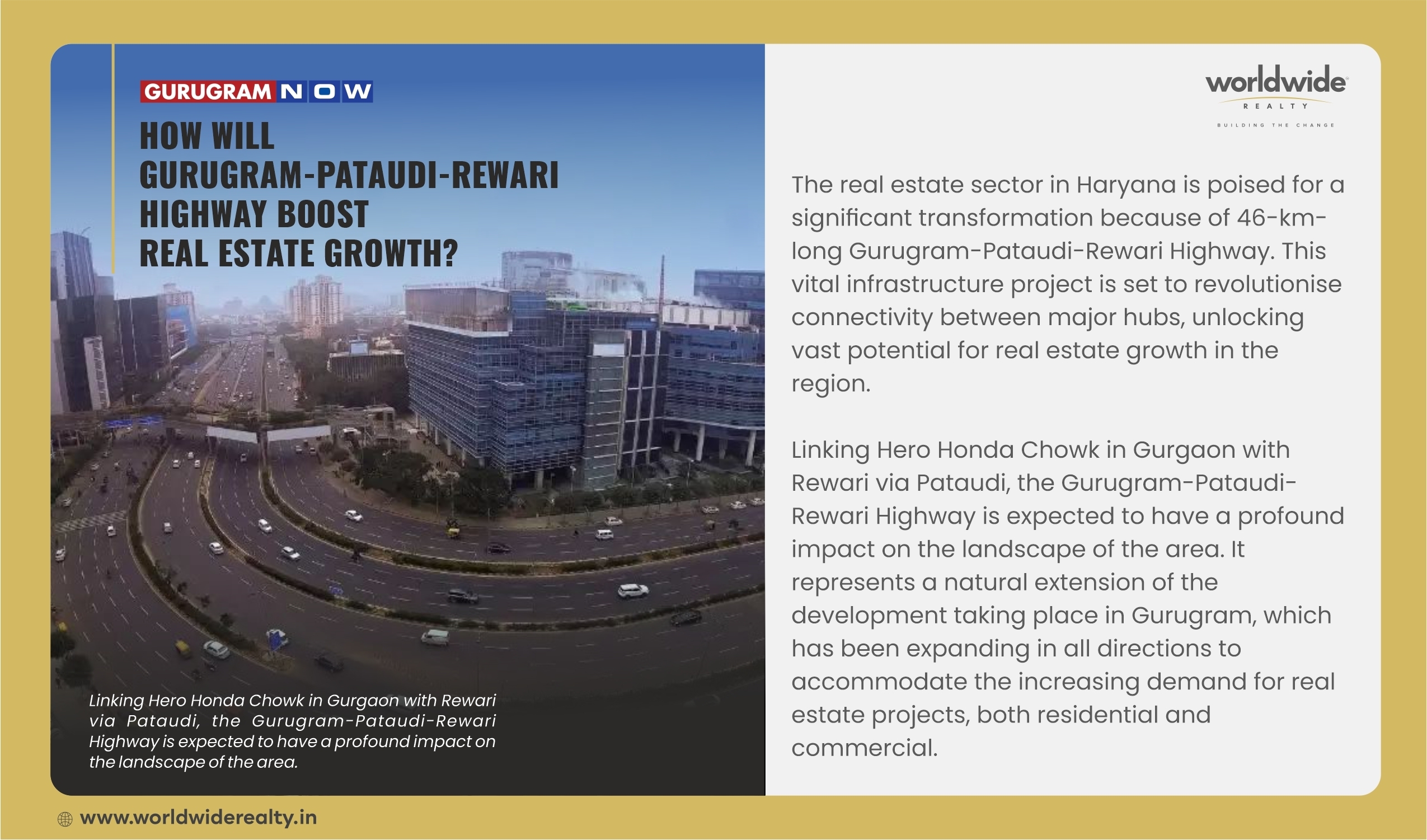 How will Gururgam-Pataudi-Rewari Highway Boost Real-Estate growth?